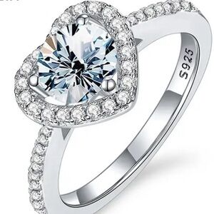 🅽🅴🆆 Certified 2ct moissanite diamond heart ring, size 6
